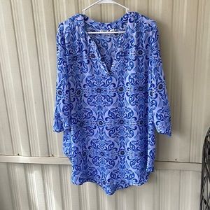 Women’s Size 22/24W Cato Top Blue/White Print Pre-Owned